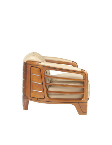 Côté Loges | Fauteuil Marina en bois et tissu artisanal chic