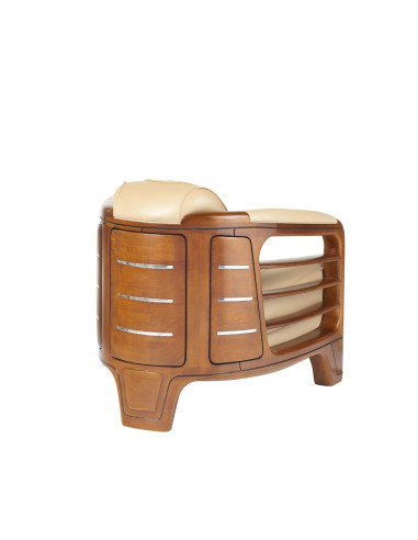 Côté Loges | Fauteuil Marina en bois et tissu artisanal chic