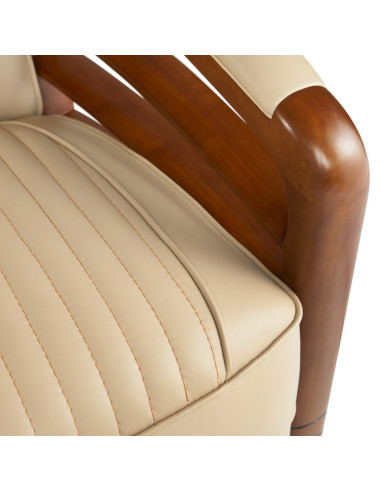 Côté Loges | Fauteuil Marina en bois et tissu artisanal chic