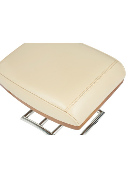 Côté Loges | Pouf Marina en cuir beige et inox design