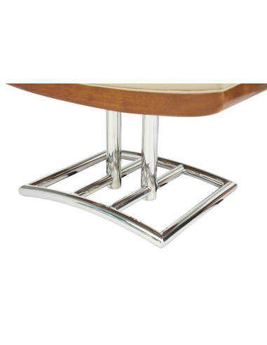 Côté Loges | Pouf Marina en cuir beige et inox design