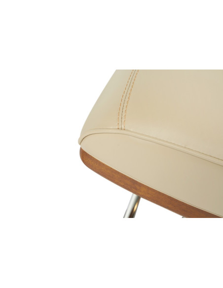 Côté Loges | Pouf Marina en cuir beige et inox design