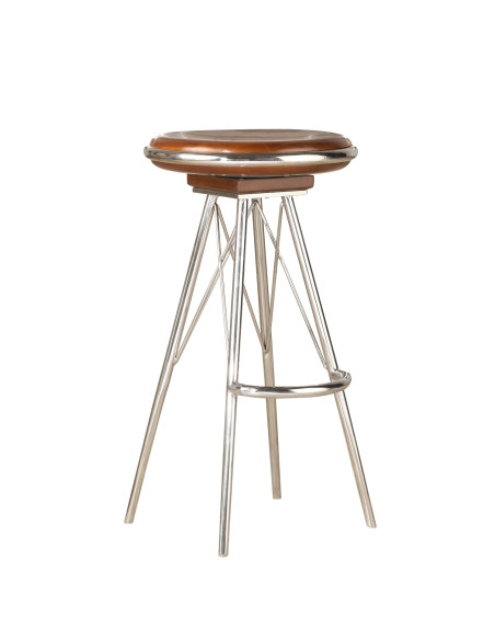 Côté Loges | Tabouret de bar Marina pivotant design inox bois