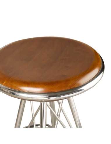 Côté Loges | Tabouret de bar Marina pivotant design inox bois