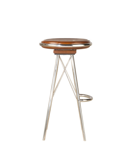 Côté Loges | Tabouret de bar Marina pivotant design inox bois
