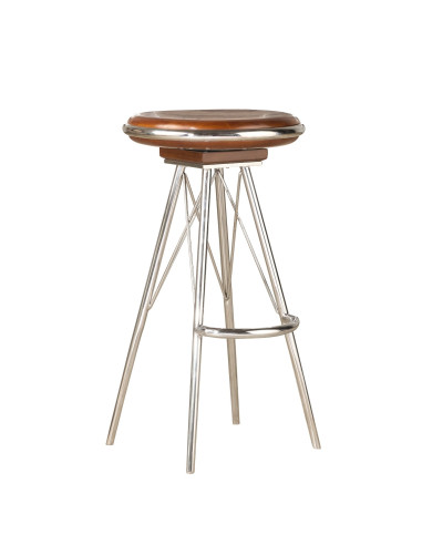 Côté Loges | Tabouret de bar Marina pivotant design inox bois