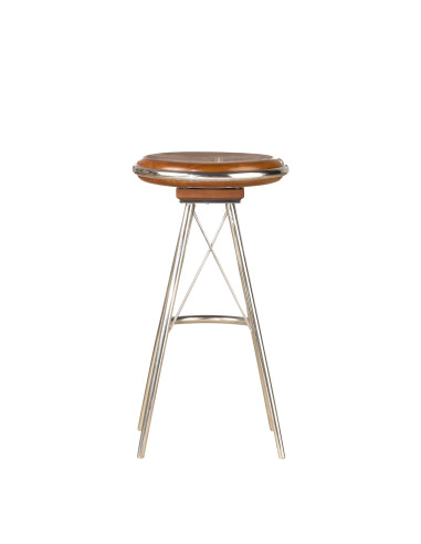 Côté Loges | Tabouret de bar Marina pivotant design inox bois