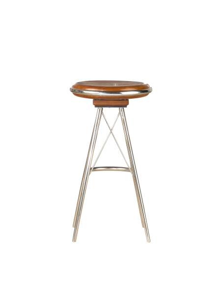 Côté Loges | Tabouret de bar Marina pivotant design inox bois