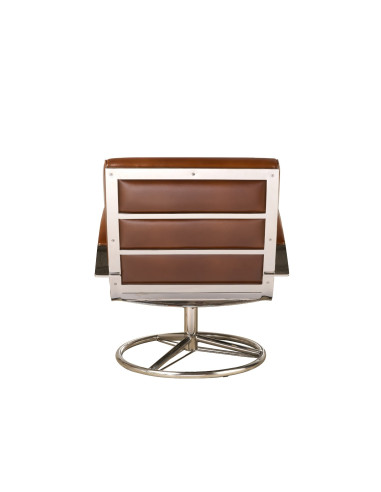 Côté Loges | Fauteuil City pivotant en cuir et inox design