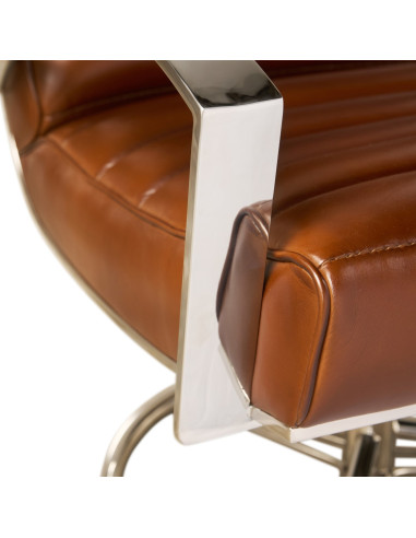 Côté Loges | Fauteuil City pivotant en cuir et inox design