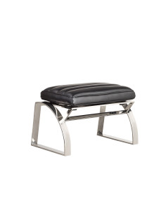 Côté Loges | Pouf City cuir noir design avec structure inox