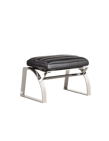 Côté Loges | Pouf City cuir noir design avec structure inox