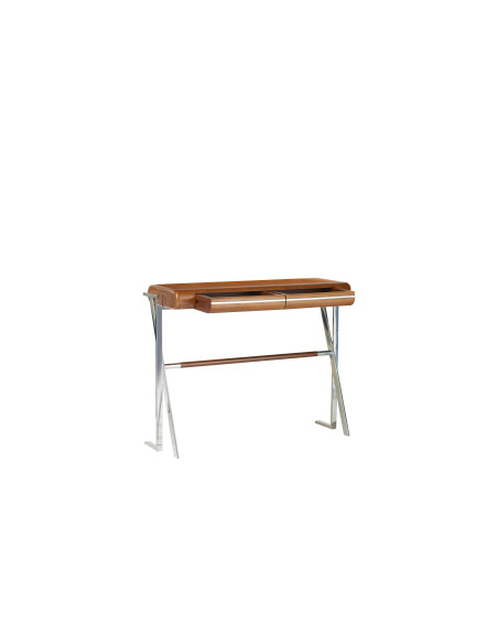 Côté Loges | Console Orsay art déco en bois et cuir vintage