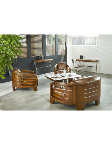 Côté Loges | Fauteuil pivotant Marina en cuir design artisanal