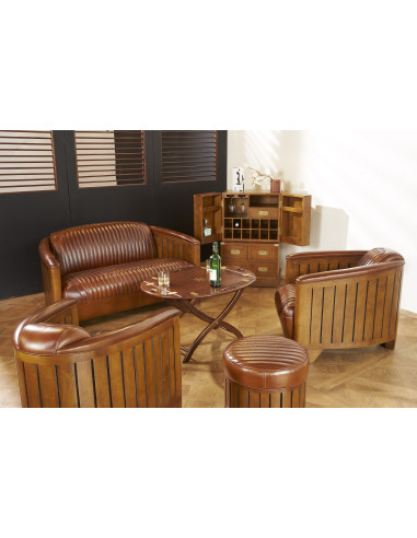 Côté Loges | Fauteuil club Cook cuir vintage authentique