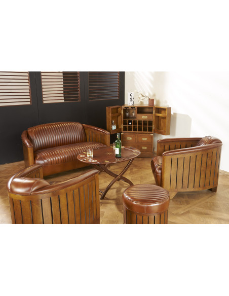 Côté Loges | Fauteuil club Cook cuir vintage authentique