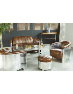 Côté Loges | Canapé Aviateur 2 places cuir vintage brut 2