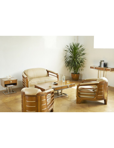 Côté Loges | Canapé Marina 2 places cuir beige design