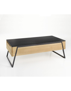 Table Basse ALBON : Plateau Céramique et structure bois massif