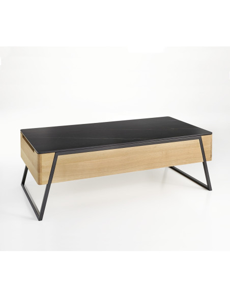 Table Basse ALBON : Plateau Céramique et structure bois massif