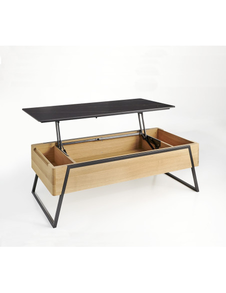 Table Basse ALBON : Plateau Céramique et structure bois massif