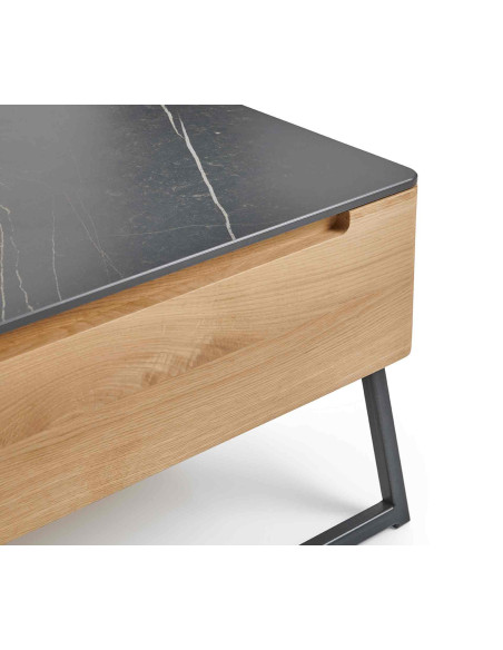Table Basse ALBON : Plateau Céramique et structure bois massif
