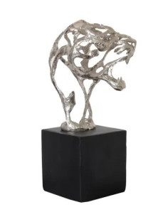 Tête léopard déco en étain | Style animalier chic