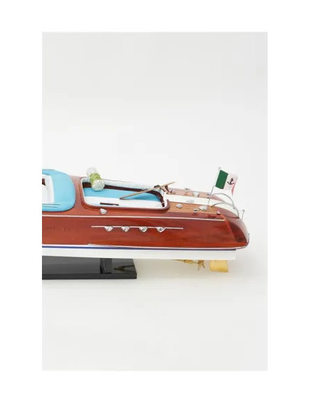 Canot moteur déco 67 cm | Maquette bateau bois marine