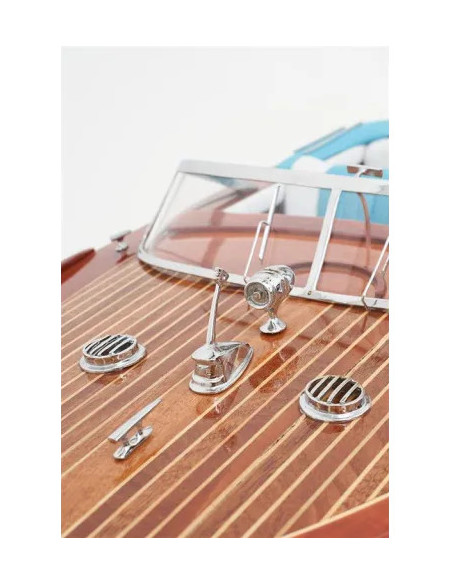 Canot moteur déco 67 cm | Maquette bateau bois marine