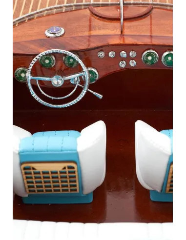 Canot moteur déco 67 cm | Maquette bateau bois marine