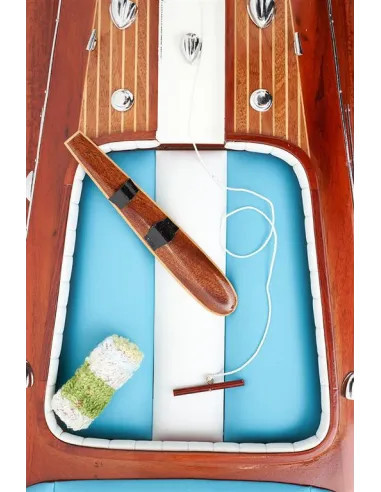 Canot moteur déco 67 cm | Maquette bateau bois marine