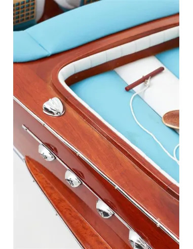 Canot moteur déco 67 cm | Maquette bateau bois marine