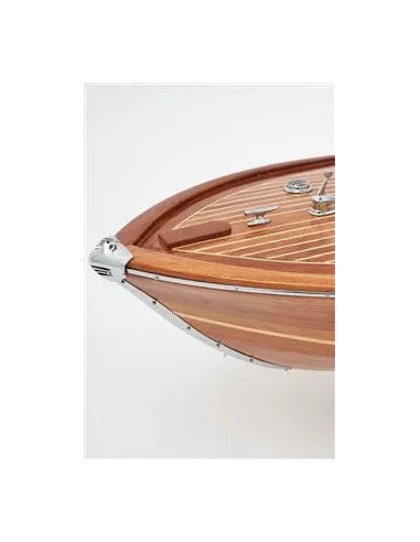 Canot moteur déco bois 67 cm | Style nautique vintage