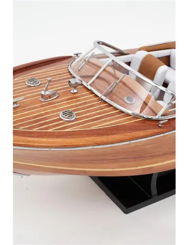 Canot moteur déco bois 67 cm | Style nautique vintage