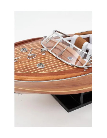 Canot moteur déco bois 67 cm | Style nautique vintage