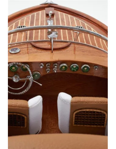 Canot moteur déco bois 67 cm | Style nautique vintage