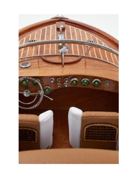 Canot moteur déco bois 67 cm | Style nautique vintage