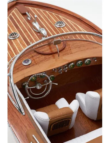 Canot moteur déco bois 67 cm | Style nautique vintage