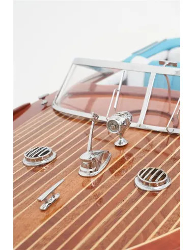 Canot moteur déco 40 cm | Maquette bateau bois vintage