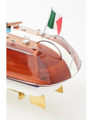 Canot moteur déco 40 cm | Maquette bateau bois vintage