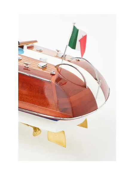 Canot moteur déco 40 cm | Maquette bateau bois vintage