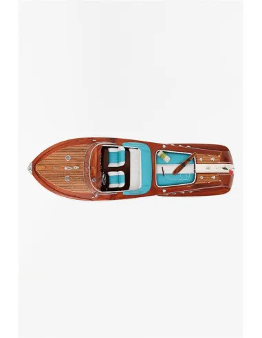 Canot moteur déco 40 cm | Maquette bateau bois vintage