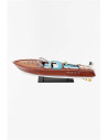 Canot moteur déco 40 cm | Maquette bateau bois vintage