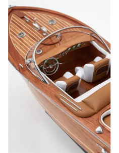 Canot moteur déco bois 40 cm | Style bord de mer chic 2