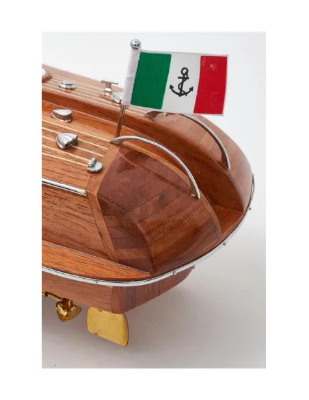 Canot moteur déco bois 40 cm | Style bord de mer chic