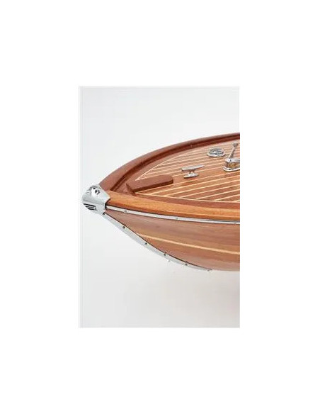 Canot moteur déco bois 40 cm | Style bord de mer chic