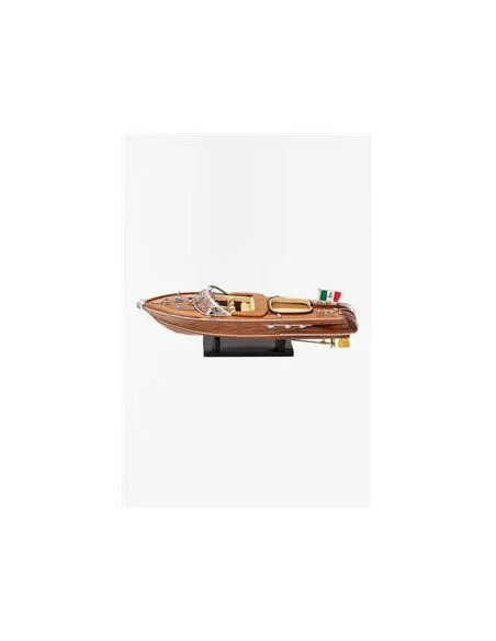 Canot moteur déco bois 40 cm | Style bord de mer chic