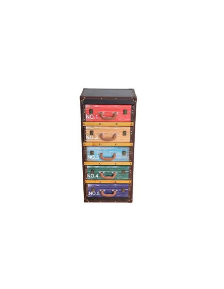 Chiffonnier Valises 5 tiroirs | Meuble déco style vintage