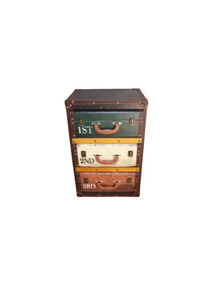 Chevet Valises 3 tiroirs | Petit meuble vintage déco