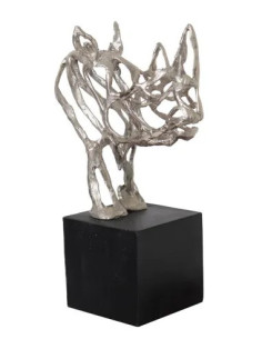 Tête rhinocéros déco en étain | Pièce brute et chic